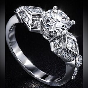 1.4ct Diamonique cz Diamond Engagement Wedding band Ring sterling silver QVC New